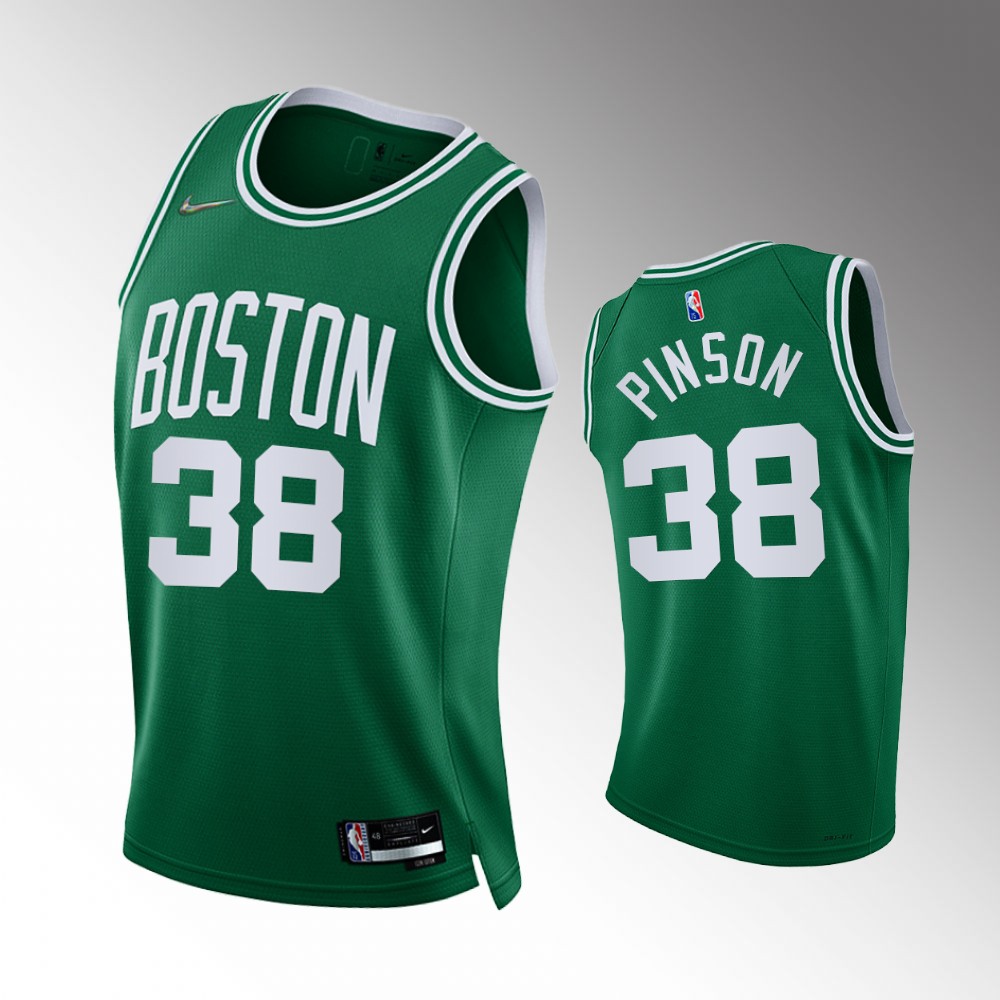 Men's Boston Celtics Theo Pinson #38 Icon Edition Green 2021-22 75th Diamond Anniversary Jersey 2401DZXI